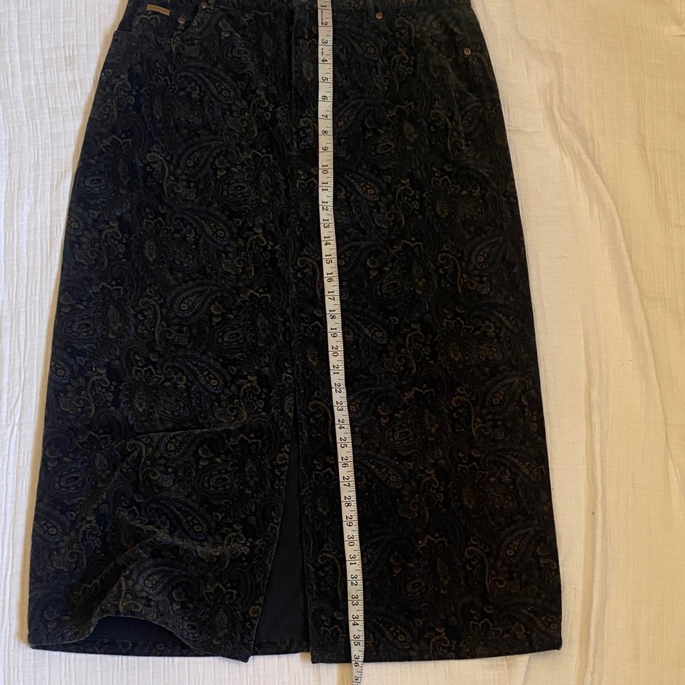Eddie Bauer 100%Cotton  Dark Blue Paisley Pencil Skirt - Picture 10 of 12